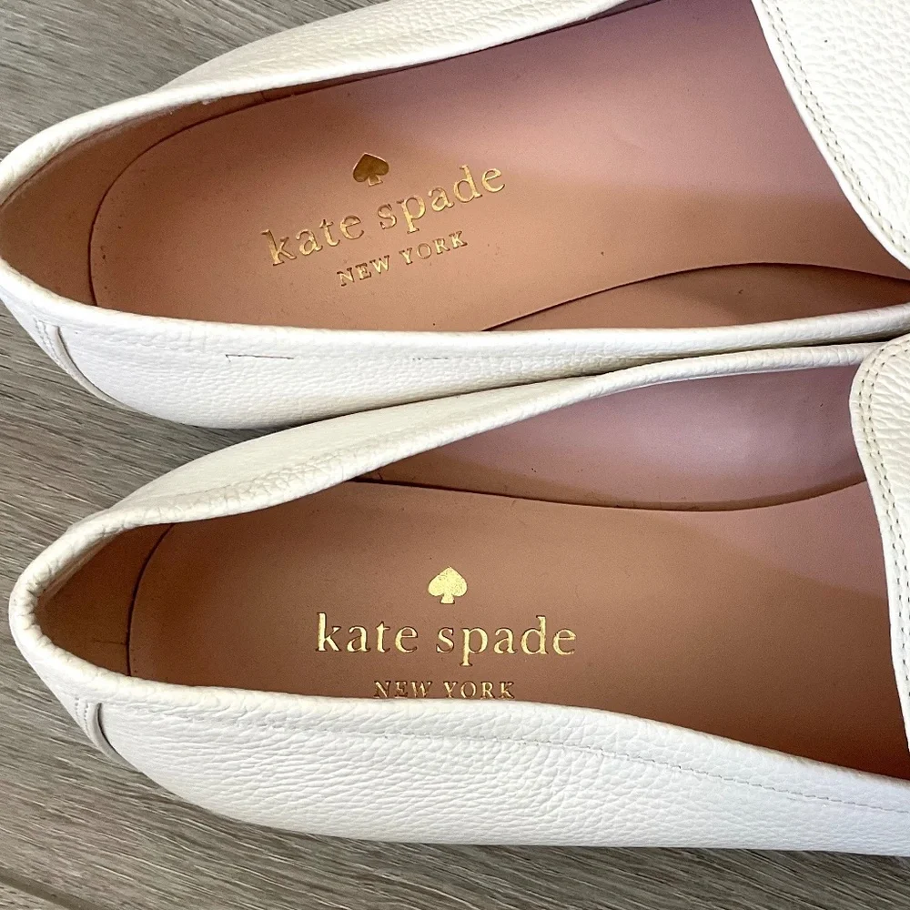 KATE SPADE Cape Cod Spade White Leather Loafers Size 11 EUC